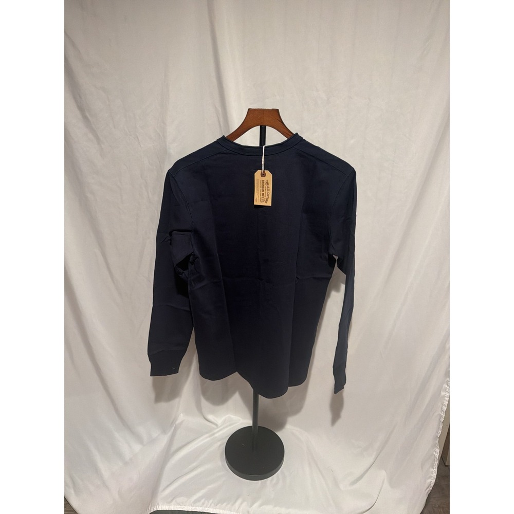 Bronson Mfg Co Vintage Long Sleeve Henley Shirt Navy Heavyweight Cotton Men's - Picture 2 of 3